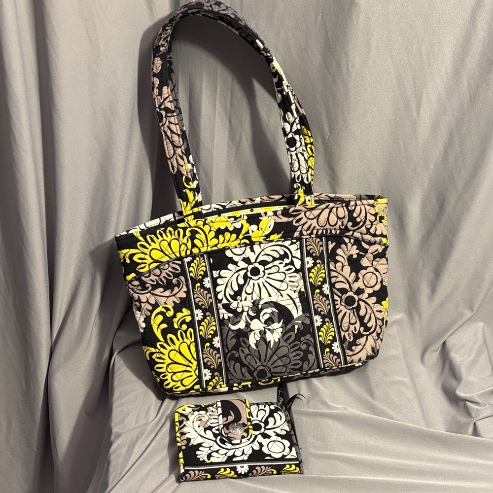 Vera Bradley Black and Yellow Floral Shoulder Bag